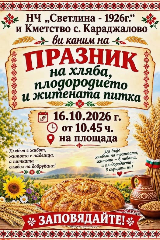 Хлябът е живот, житото е надежда, а питката - символ на добруване